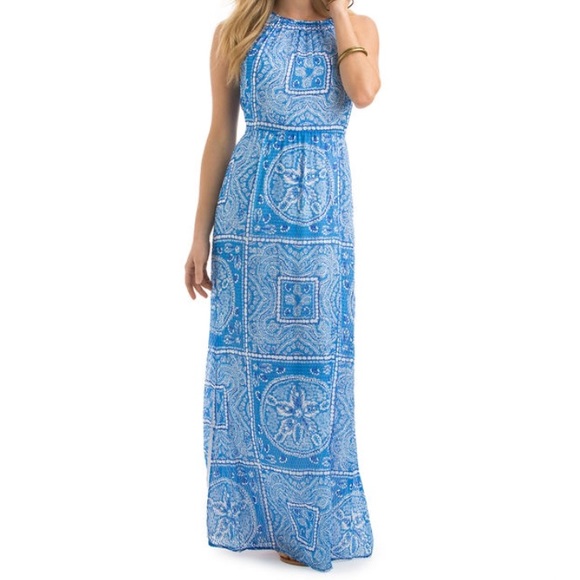 Vineyard Vines Dresses & Skirts - Vineyard Vines Geometric Print Blue Maxi Dress